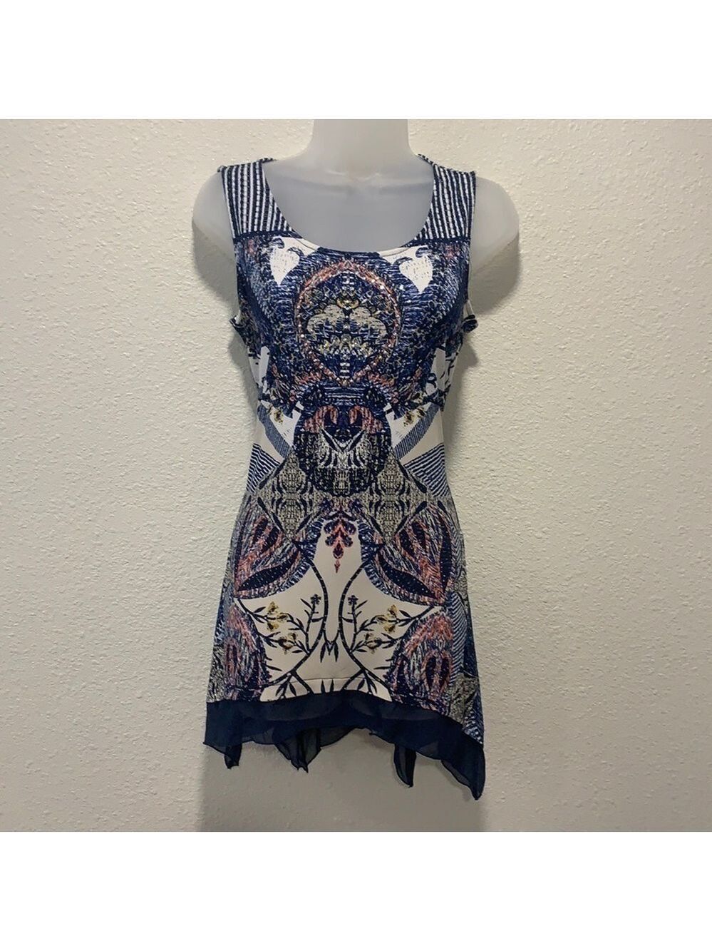 Style & co Boho Paisley Whimsigoth Mini Dress Small Petite